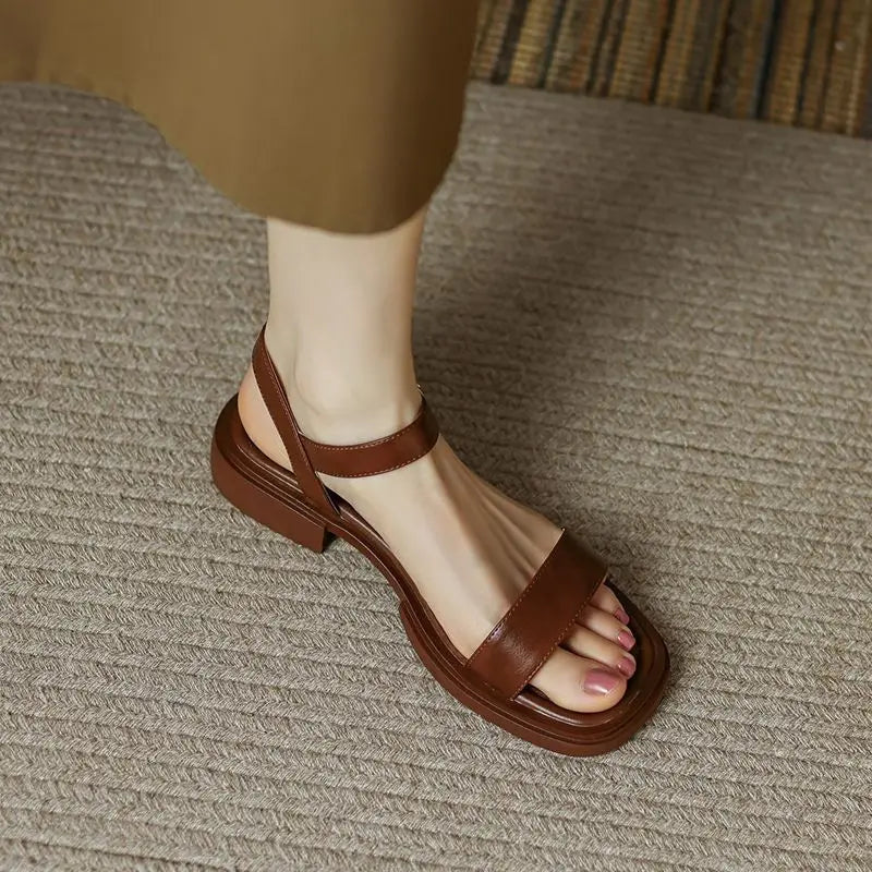 Charlie | Double Strap Platform Sandals with Ankle Buckle