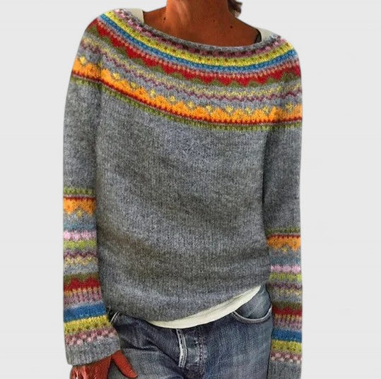 Minah | Fair Isle Crew Neck Pullover Sweater