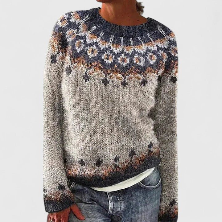 Minah | Fair Isle Crew Neck Pullover Sweater
