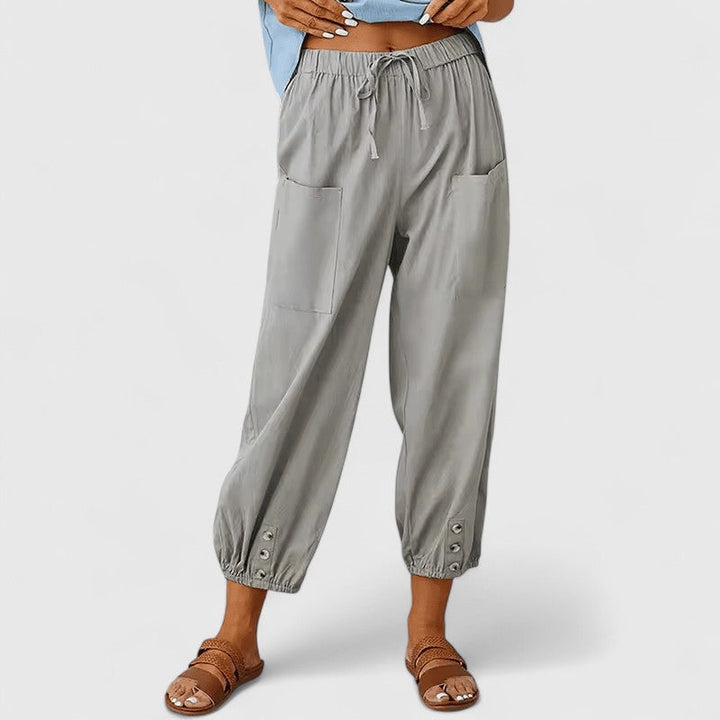 Ashanti | Cropped Cotton Linen Pants with Pockets