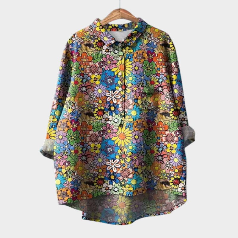Ulrika | Floral Print Button-Up Blouse with Collar