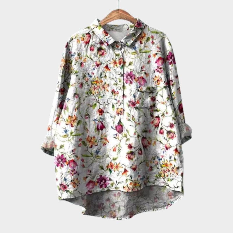 Ulrika | Floral Print Button-Up Blouse with Collar