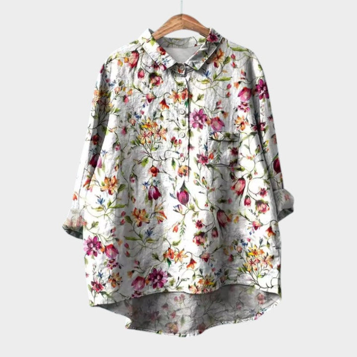 Ulrika | Floral Print Button-Up Blouse with Collar