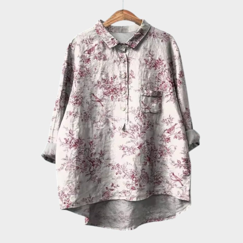 Ulrika | Floral Print Button-Up Blouse with Collar
