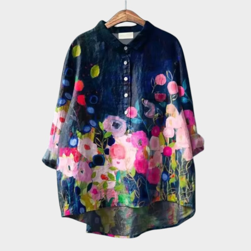Ulrika | Floral Print Button-Up Blouse with Collar
