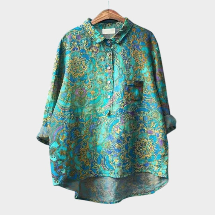 Ulrika | Floral Print Button-Up Blouse with Collar