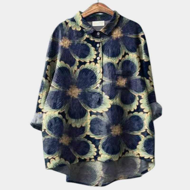 Ulrika | Floral Print Button-Up Blouse with Collar
