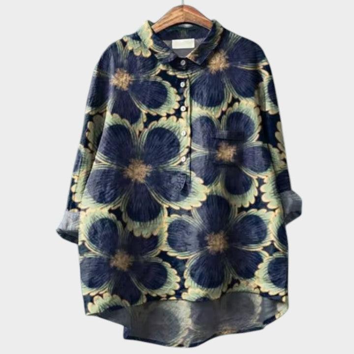 Ulrika | Floral Print Button-Up Blouse with Collar