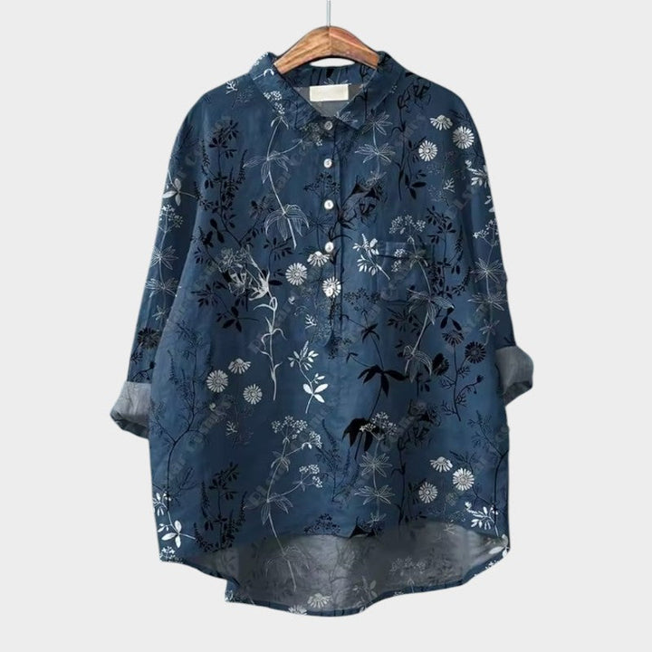 Ulrika | Floral Print Button-Up Blouse with Collar