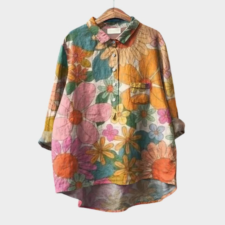 Ulrika | Floral Print Button-Up Blouse with Collar