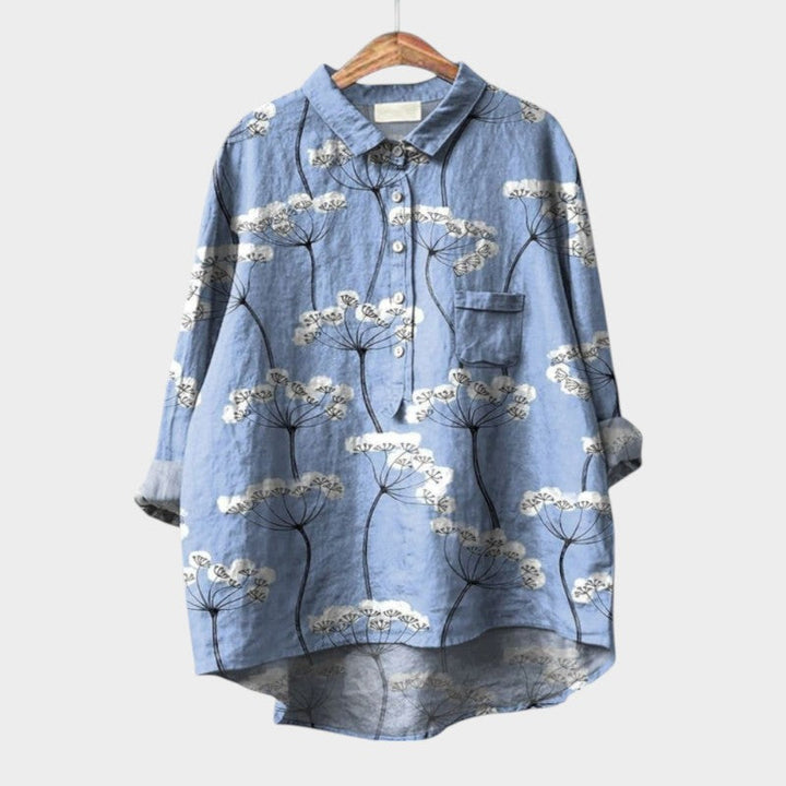Lin | Floral Print Casual Button-Up Blouse