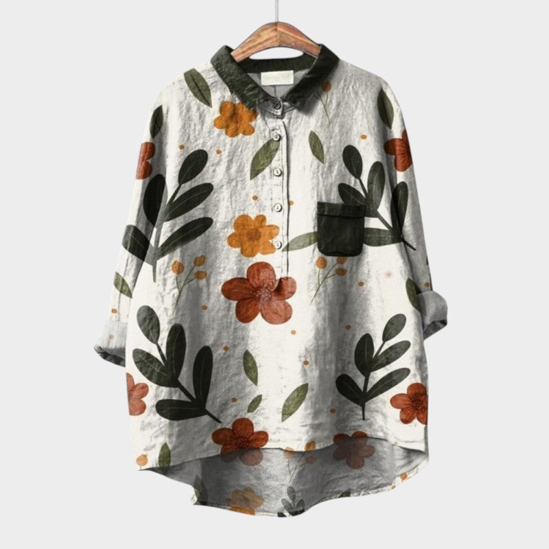 Lin | Floral Print Casual Button-Up Blouse