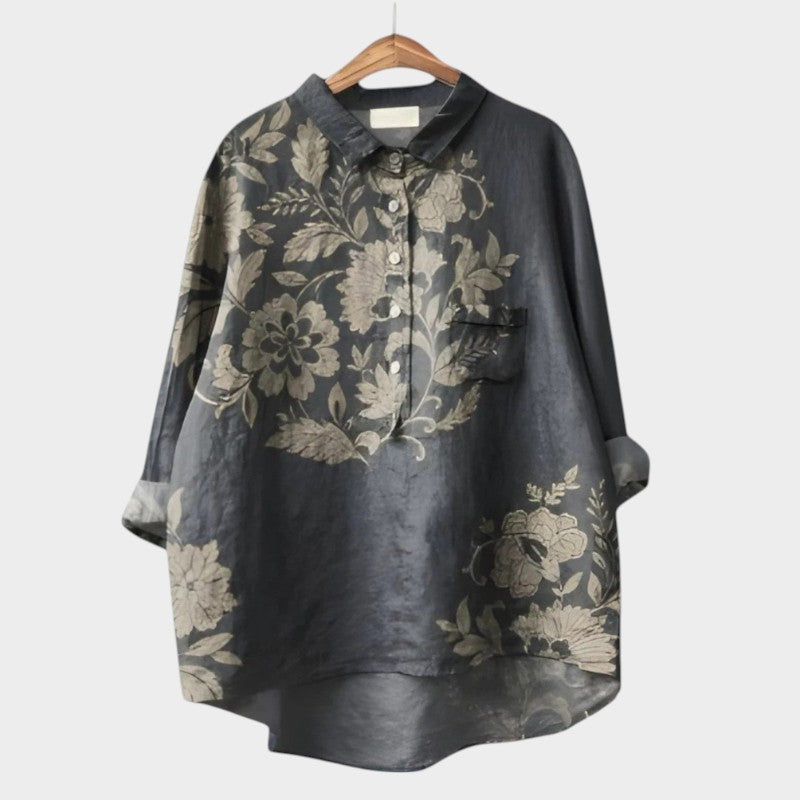 Lin | Floral Print Casual Button-Up Blouse