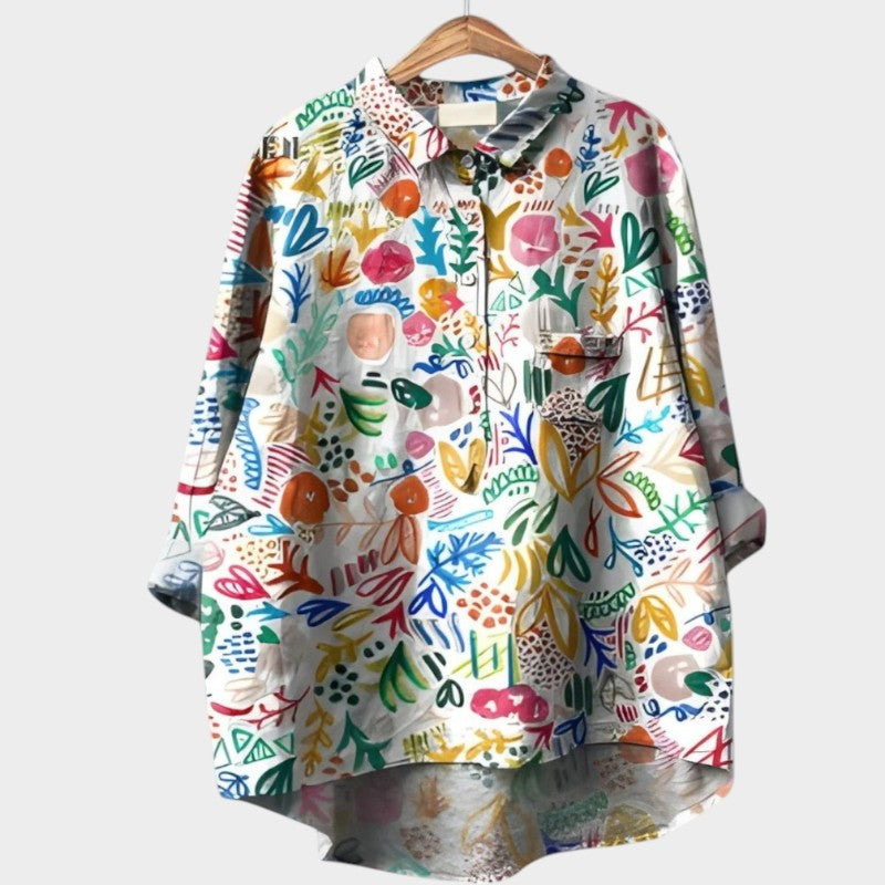 Lin | Floral Print Casual Button-Up Blouse