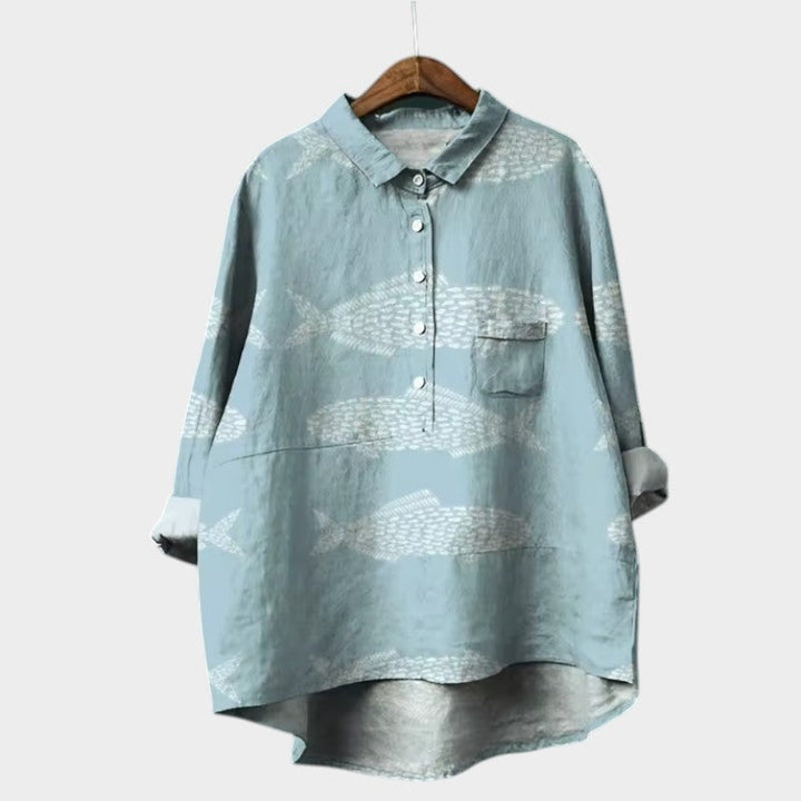 Ursa | Floral Bird Print Blouse with Collar