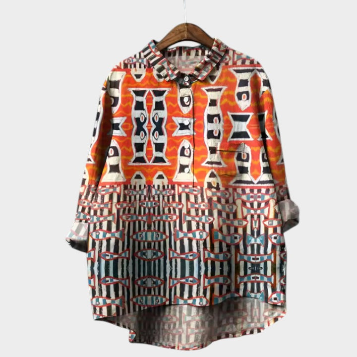 Ursa | Floral Bird Print Blouse with Collar