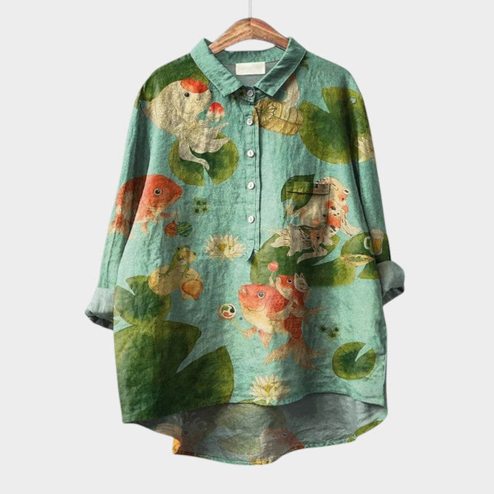 Ursa | Floral Bird Print Blouse with Collar