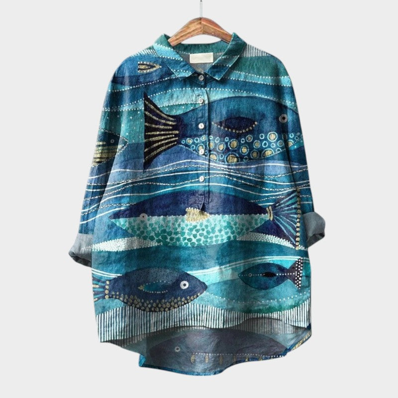 Ursa | Floral Bird Print Blouse with Collar