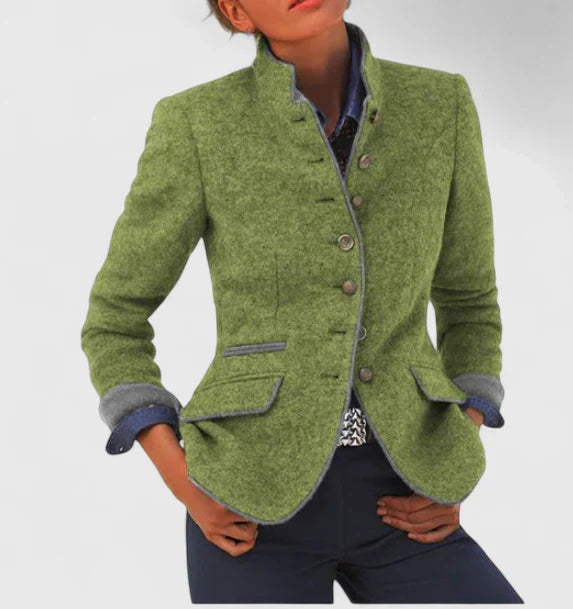 Eileen | Stand Collar Tailored Wool Cardigan