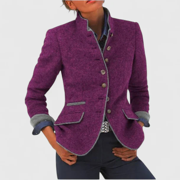 Eileen | Stand Collar Tailored Wool Cardigan