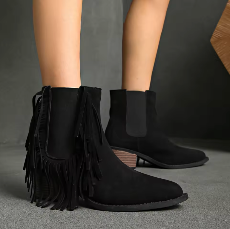 Zora | Leopard Print Fringe Western Boots