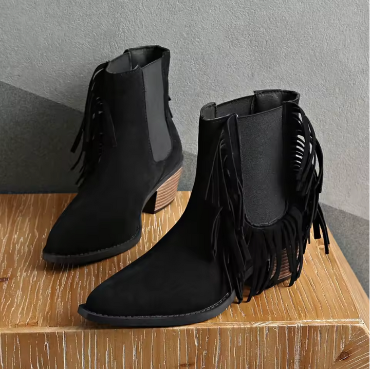 Zora | Leopard Print Fringe Western Boots