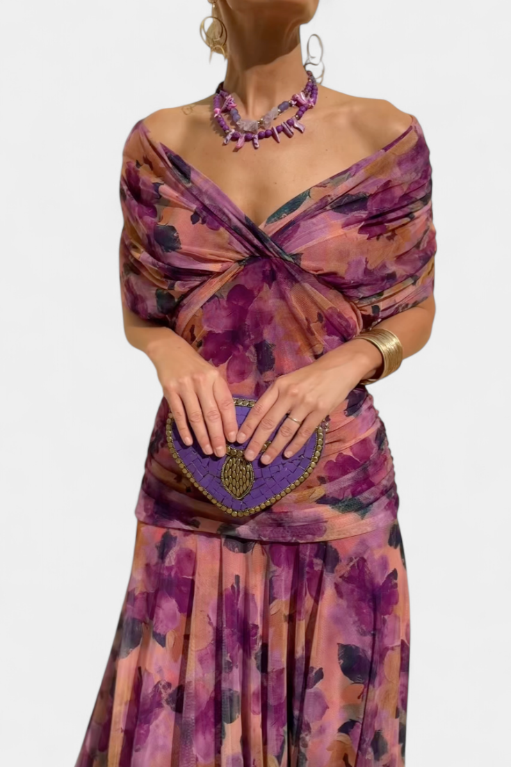 Elisa | Floral V-Neck Midi Dress