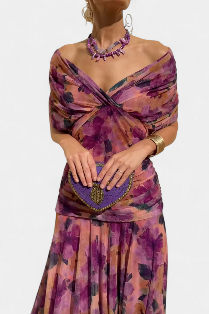 Elisa | Floral V-Neck Midi Dress