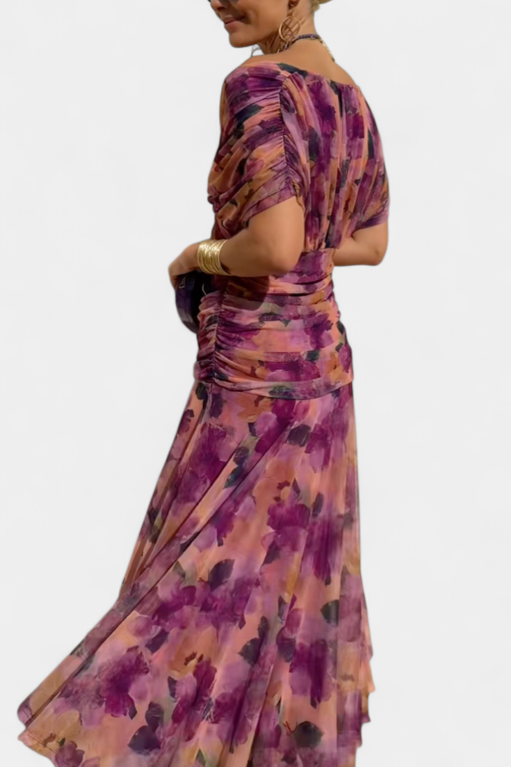 Elisa | Floral V-Neck Midi Dress