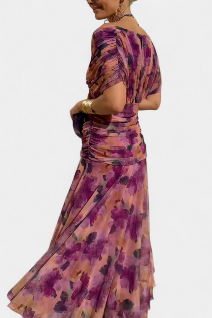 Elisa | Floral V-Neck Midi Dress