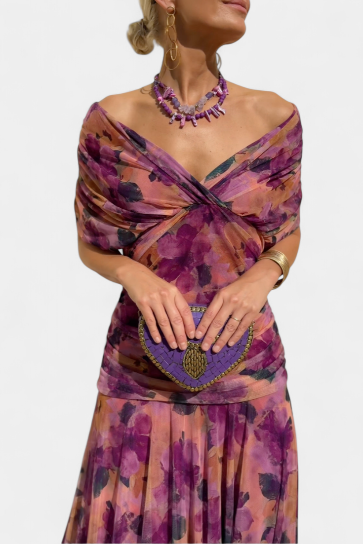 Elisa | Floral V-Neck Midi Dress