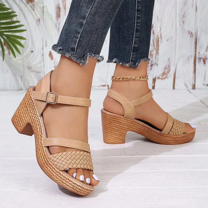 Martha | Braided Block Heel Platform Sandals