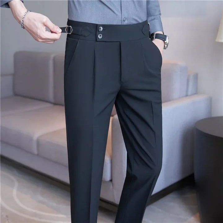 Henrik | Double Pleat High Waist Trousers