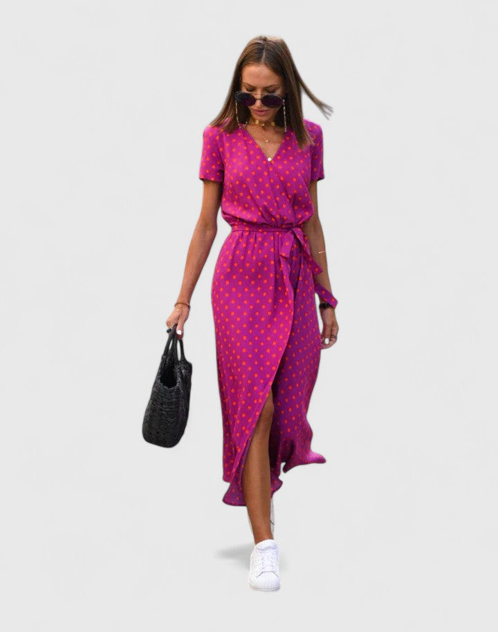 Antonina-Rose | Polka Dot Wrap Maxi Dress V-Neck