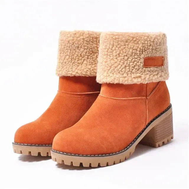 Lavinia | Fleece Cuff Faux Fur Boots with Heel