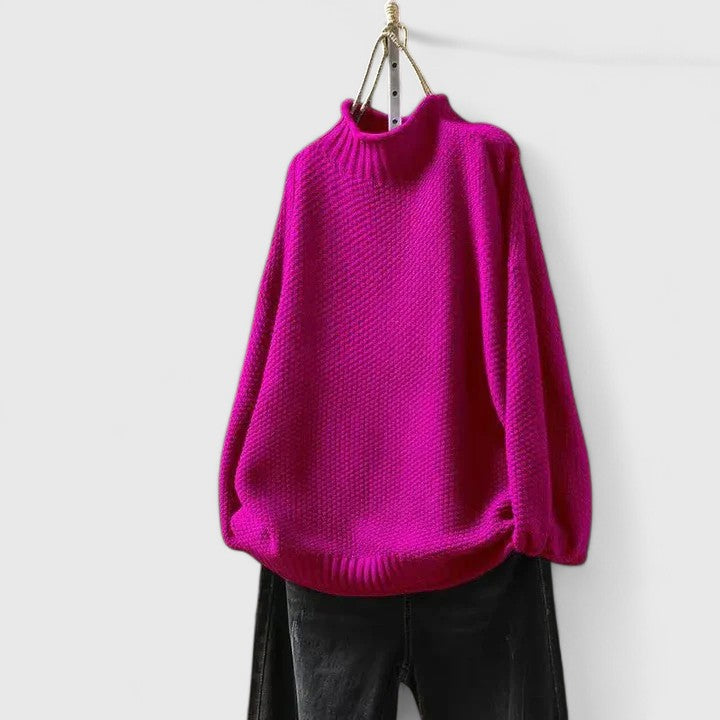 Azul | Chunky Knit Turtleneck Sweater with Seed Stitch