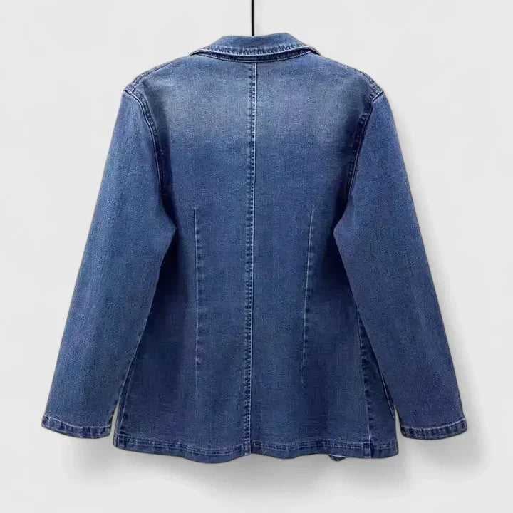 Svetlana | Blue Denim Blazer Jacket with Pockets