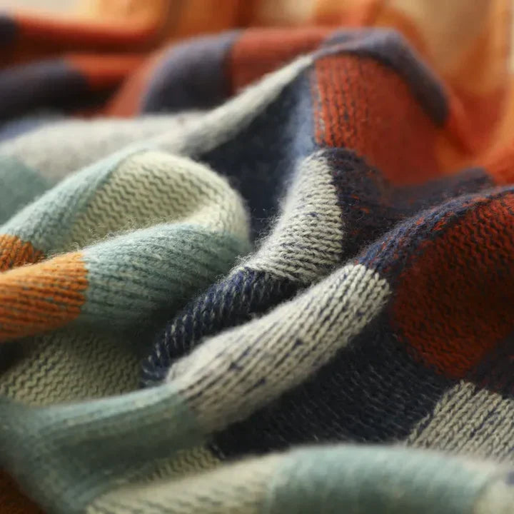 Carolyn | Multicolor Checkered Mock Neck Sweater