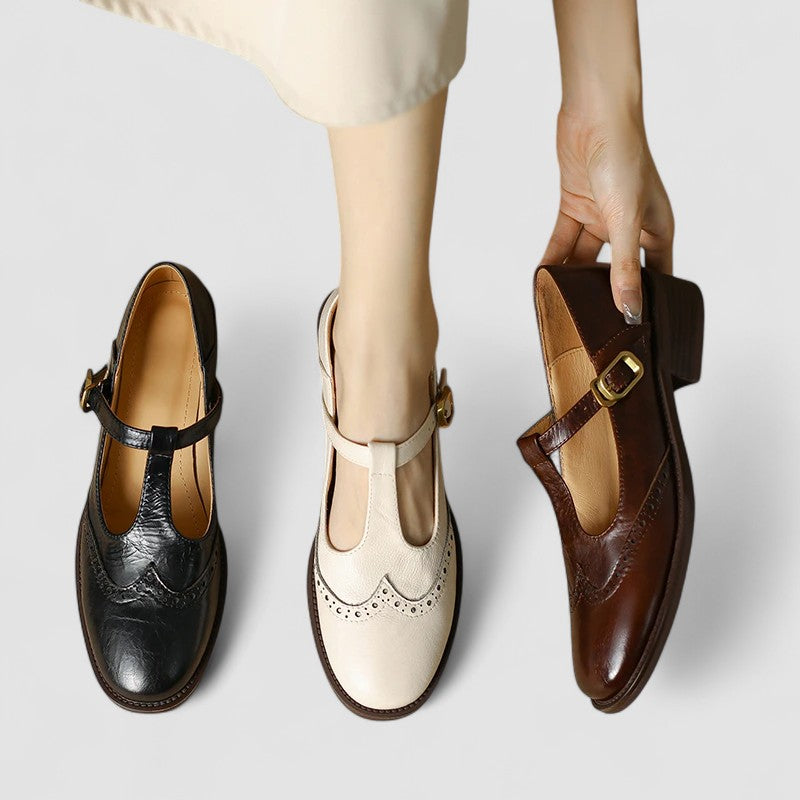Vianne | T-Strap Mary Jane Brogues with Buckle