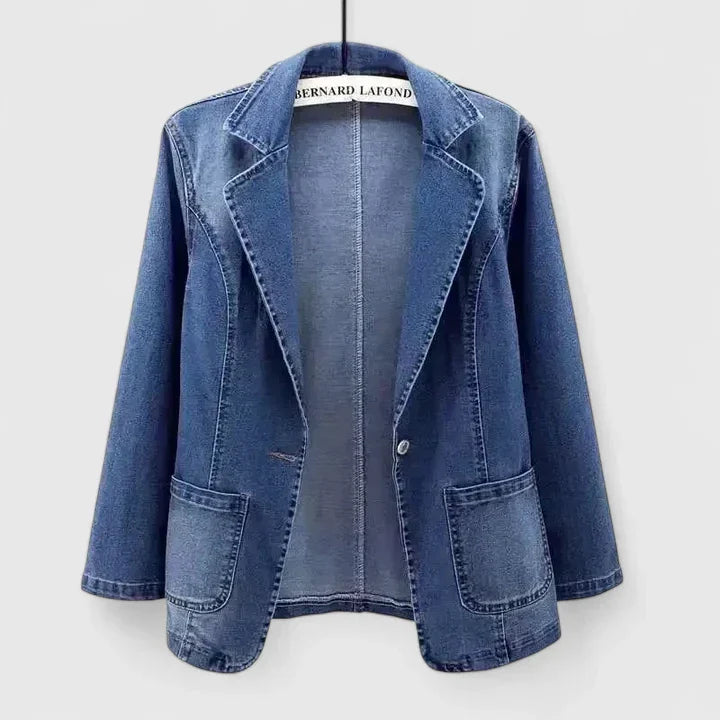 Svetlana | Blue Denim Blazer Jacket with Pockets