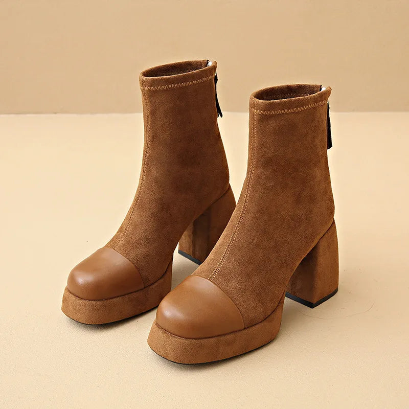 Nessa | Platform Ankle Block Heel Boots