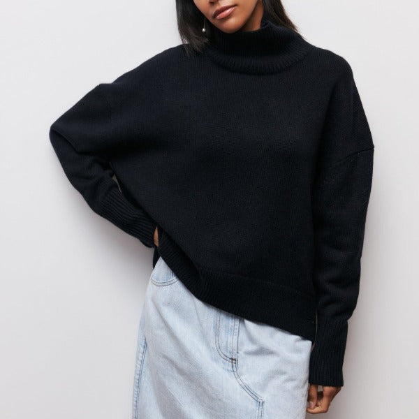 Jasmine | Chunky Knit Turtleneck Sweater Short Sleeve