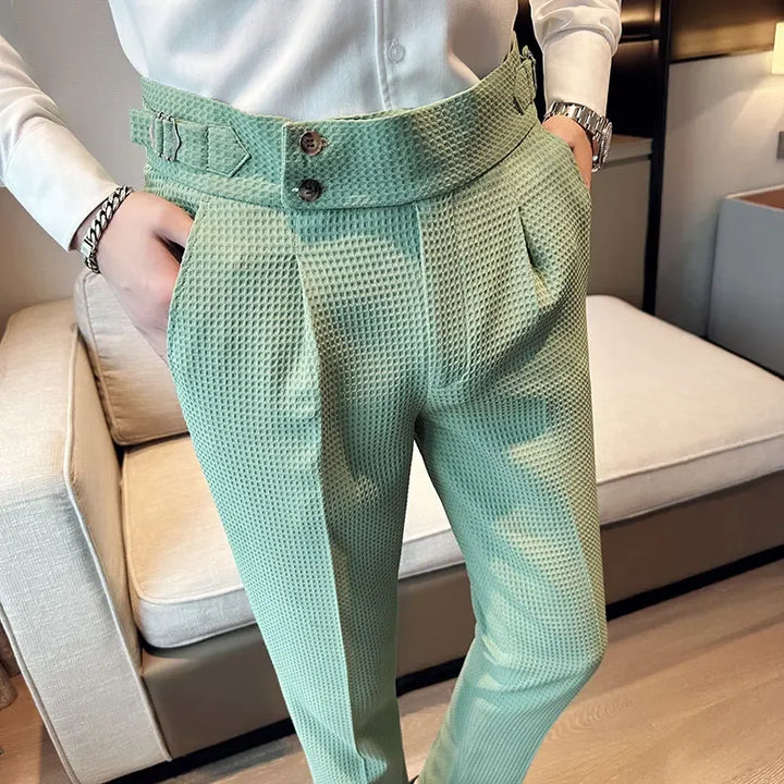 Soren | Textured Pleat Front Trousers