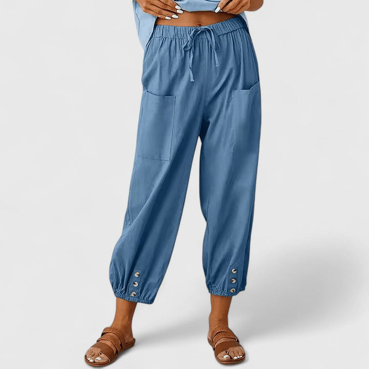 Ashanti | Cropped Cotton Linen Pants with Pockets