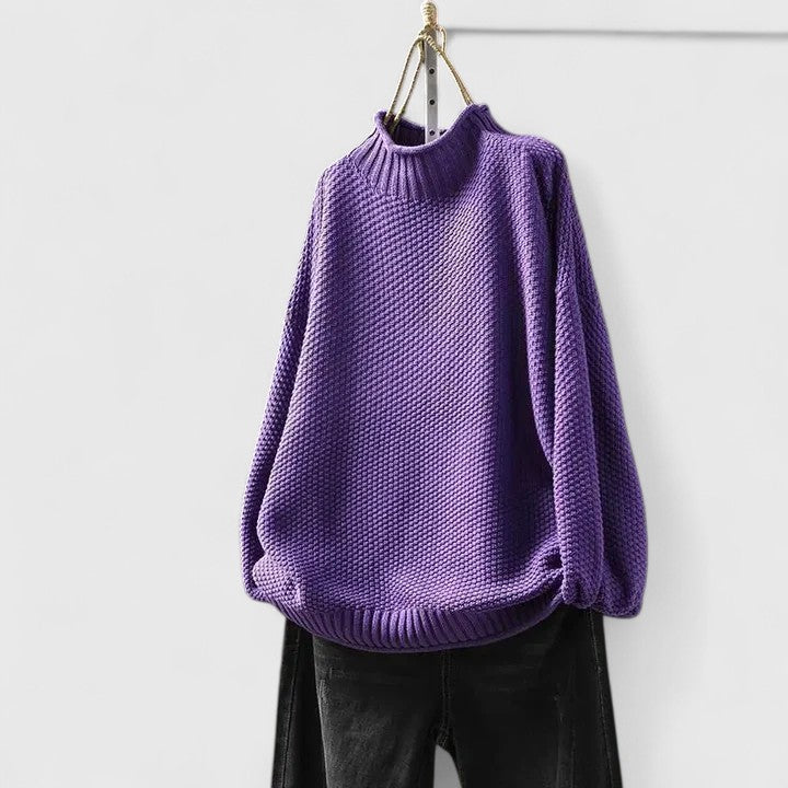 Azul | Chunky Knit Turtleneck Sweater with Seed Stitch