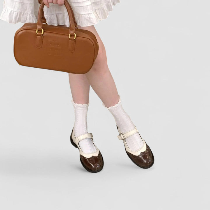 Vidonia | Two-Tone Brogue Mary Jane Shoes with Buckle