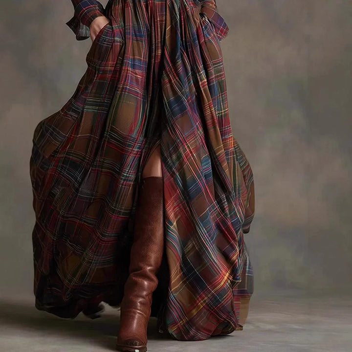 Tessa | Plaid Maxi Shirt Dress with Belt