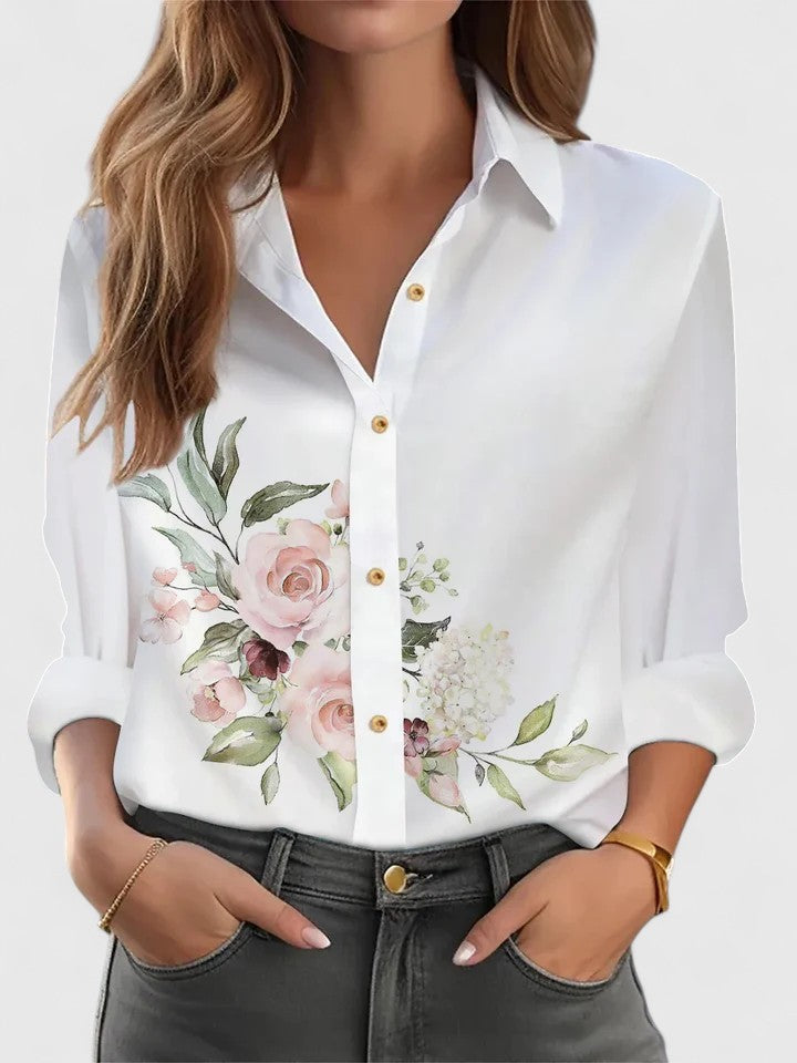 Xiomara | Printed Button-Up Blouse with Long Sleeves