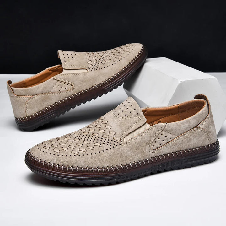 Aaron | Perforated Textured Slip-On Loafers
