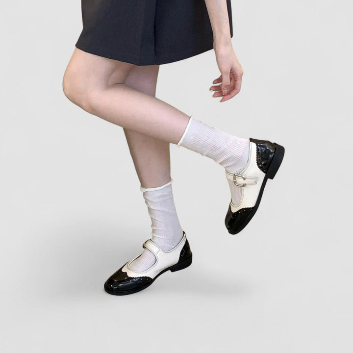 Vidonia | Two-Tone Brogue Mary Jane Shoes with Buckle